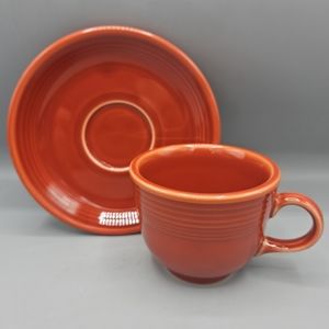 Fiesta Dinner Ware Paprika Tea Cup and Saucer Replacement Set Burnt Orange 2005